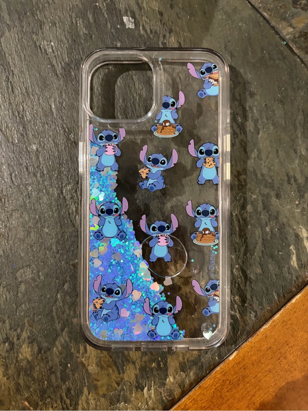IPHONE 13 - Disney Blue Stitch Glitter Liquid iPhone Case